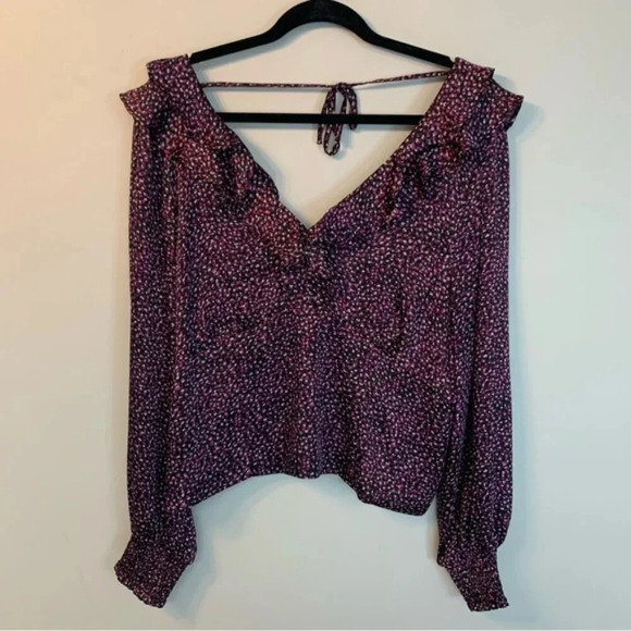 Reitmans V-Neck Purple Pink V-Neck Ruffle Blouse XXL - Picture 1 of 12